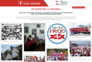 Casa Grande website of the PPD using the same cards layout of the Puerto Rico by Puerto Rican site.