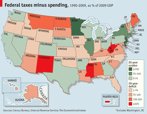 How Puerto Rico compares to the states in terms of federal spending and taxes