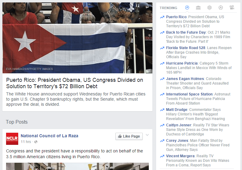 Facebook puts Puerto Rico in trending topics, but uses picture of Cuban flag