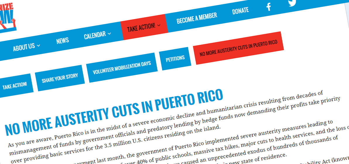 Organize Now to deliver nearly 7,000 petitions demanding no more austerity cuts in Puerto Rico
