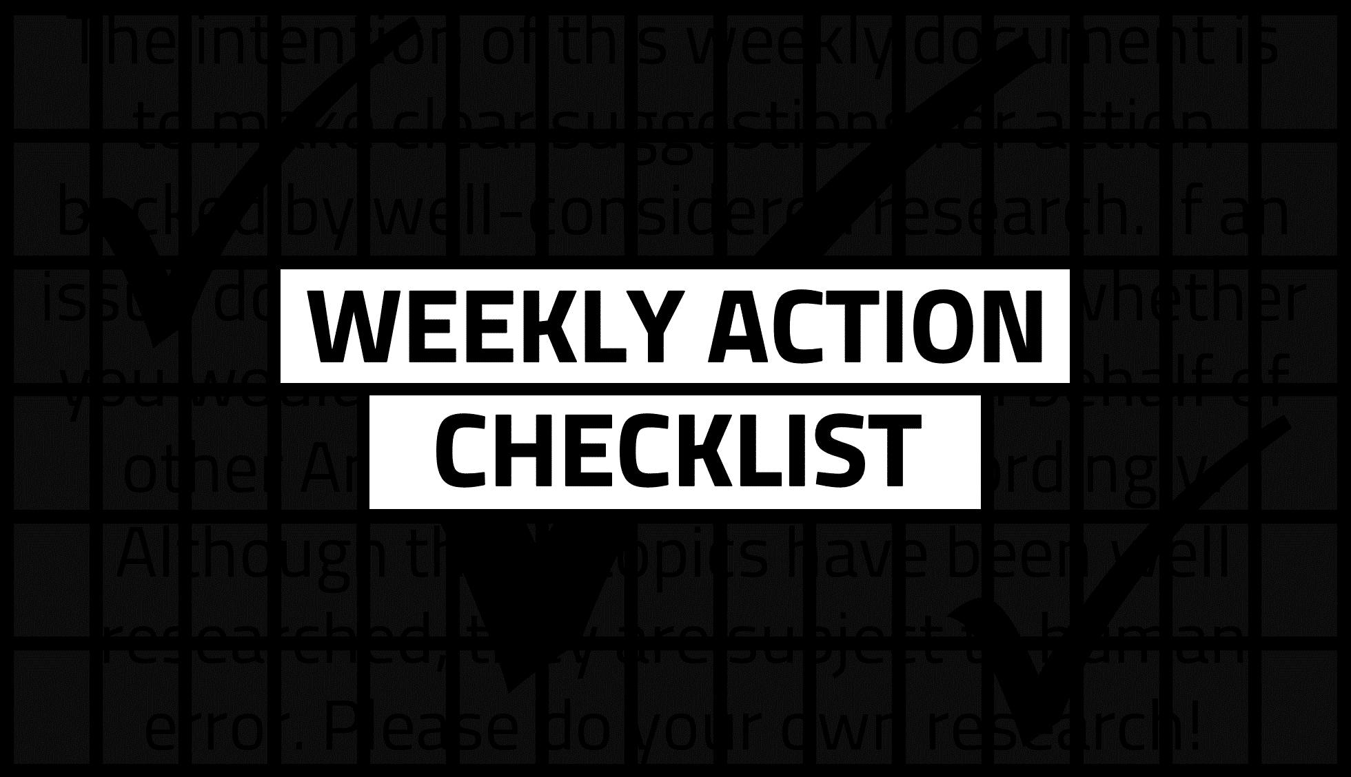 Weekly Action Checklist: September 16, 2022