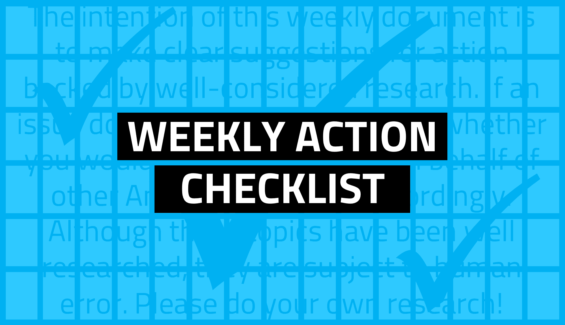 Weekly Action Checklist: November 19, 2021
