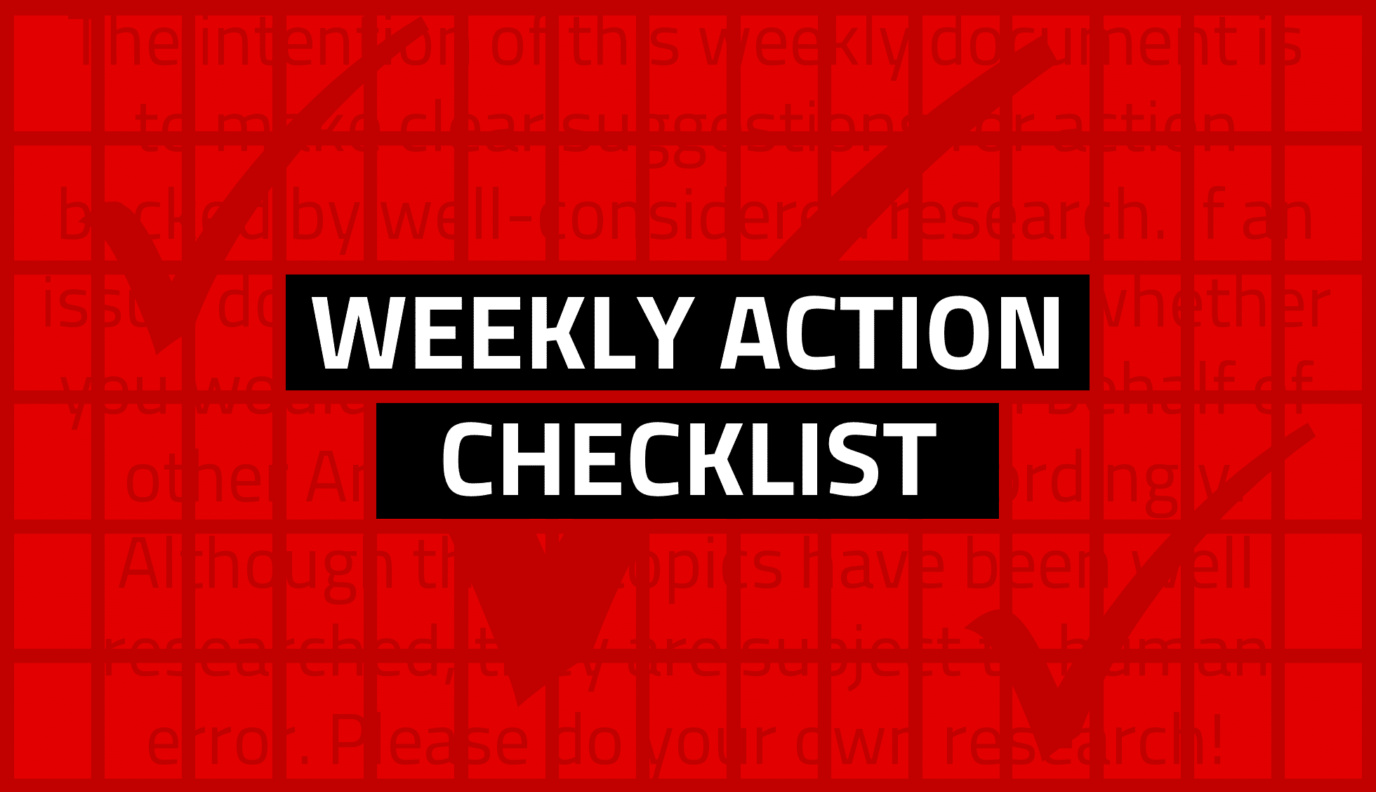 Weekly Action Checklist: October 21, 2022