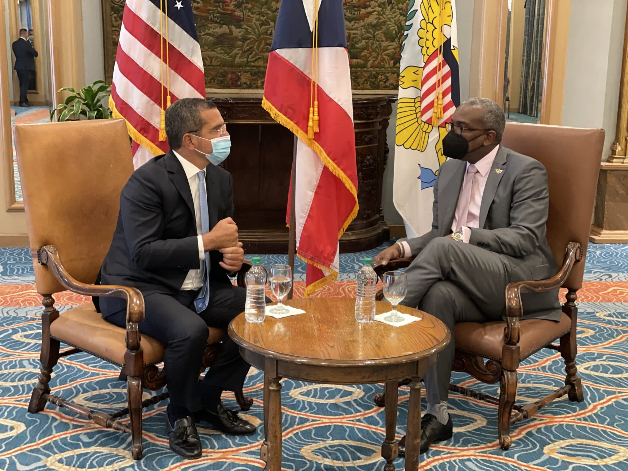 USVI Governor Bryan attends Blue Tide Caribbean Summit in Puerto Rico, meets Governor Pierluisi