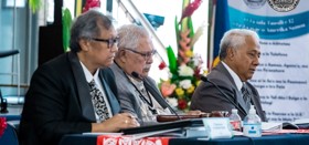 Secretary, Chairman, and Vice Chairman of American Samoa's 6th Constitutional Convention. Photo credit: Government of American Samoa