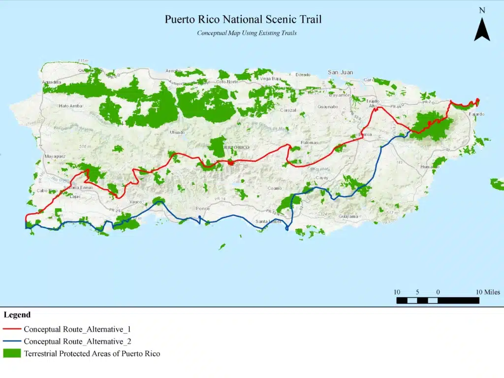 Proposed Puerto Rico National Scenic Trail map.