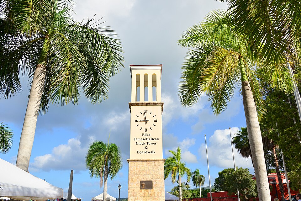 Eliza James-McBean Clocktower and Boardwalk in the US Virgin Islands.